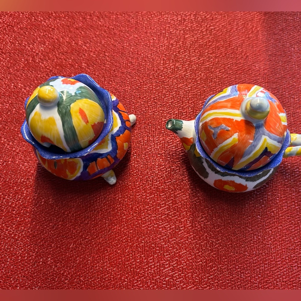Anthropologie Whimsical Ikat Kilim Creamer Sugar Bowl Set